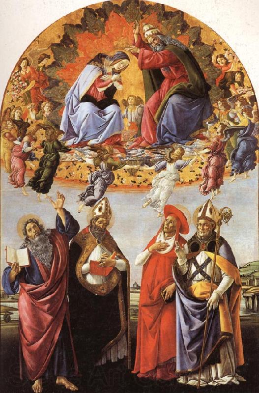 Sandro Botticelli The Coronation of the Virgin with SS.Eligius,John the Evangelist,Au-gustion,and Jerome